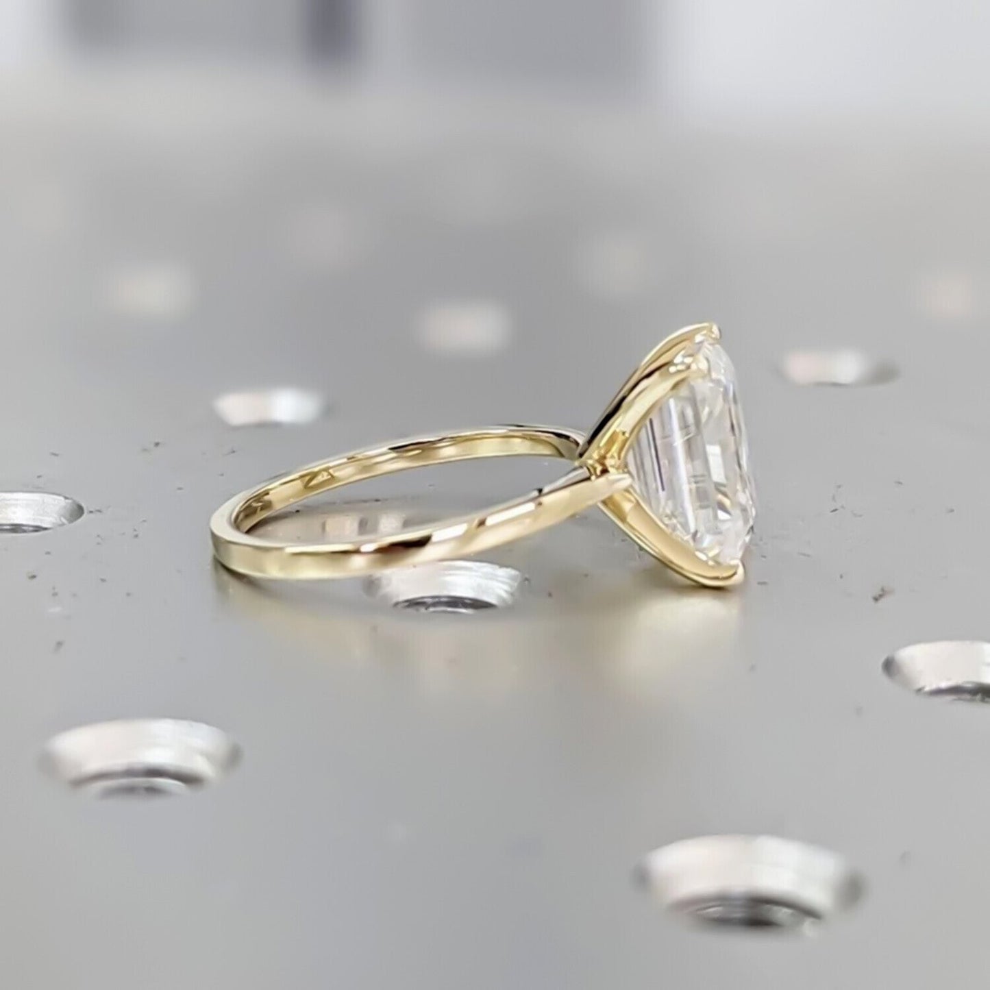 4.24 Ct Certified Emerald Cut White Moissanite Ring – Gift for Her 18K Gold Plated 18K Gold Plated