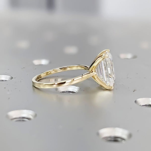 4.24 Ct Certified Emerald Cut White Moissanite Ring – Gift for Her 18K Gold Plated 18K Gold Plated
