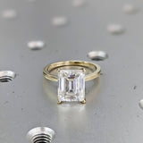 4.24 Ct Certified Emerald Cut White Moissanite Ring – Gift for Her 18K Gold Plated 18K Gold Plated