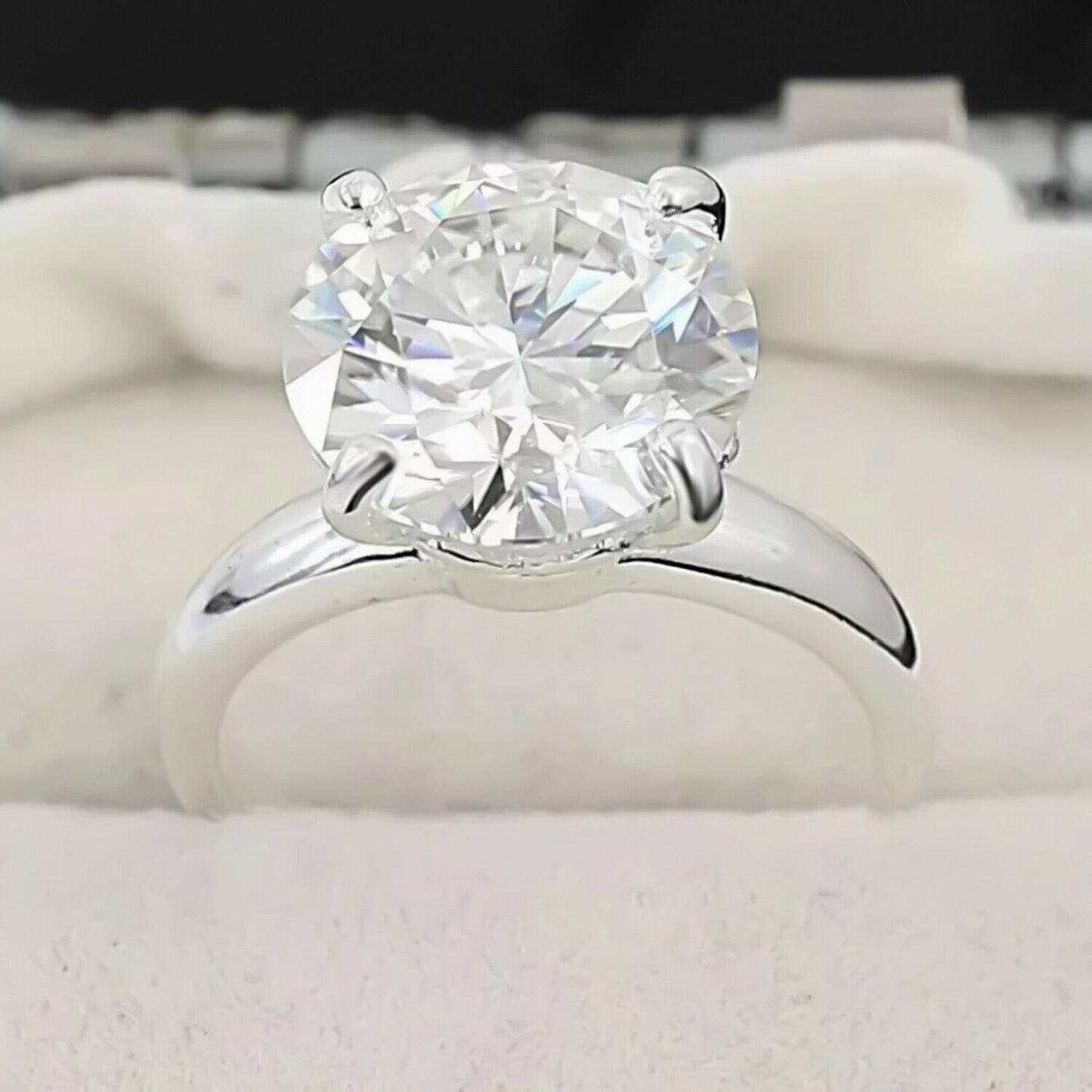 5.05 Ct Certified Round White Moissanite Solitaire Ring in – Gift 18K Gold Plated V 18K Gold Plated