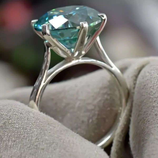 10 Ct Certified Blue Round Moissanite Solitaire Ring – Xmas Surprise 18K Gold Plate 18K Gold Plated