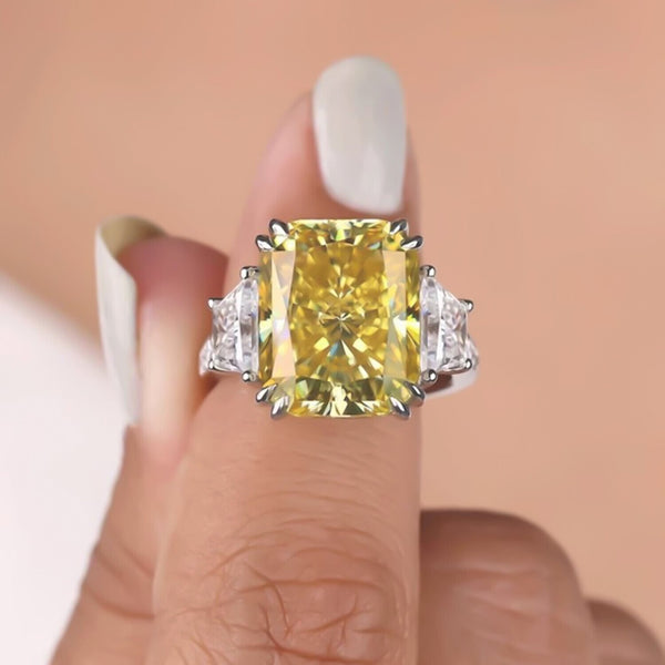 8.20 Ct Champagne Moissanite Solitaire Ring in – Gift for Husband 18K Gold Plated V 18K Gold Plated