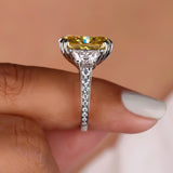8.20 Ct Champagne Moissanite Solitaire Ring in – Gift for Husband 18K Gold Plated Vermeil
