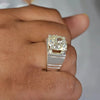 9.25 Ct White Moissanite Men's Solitaire Ring – Christmas Gift 18K Gold Plated Verm 18K Gold Plated