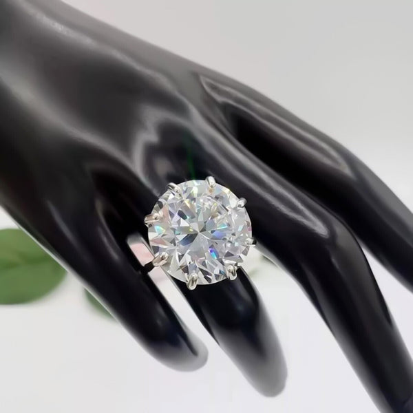 20.50 Ct Certified White Moissanite Solitaire Ring – New Year Gift 18K Gold Plated 18K Gold Plated