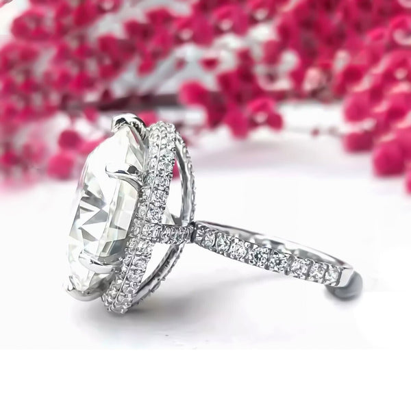 25.50 Ct Certified White Moissanite Solitaire Ring in – Gift for Dad 18K Gold Plate 18K Gold Plated