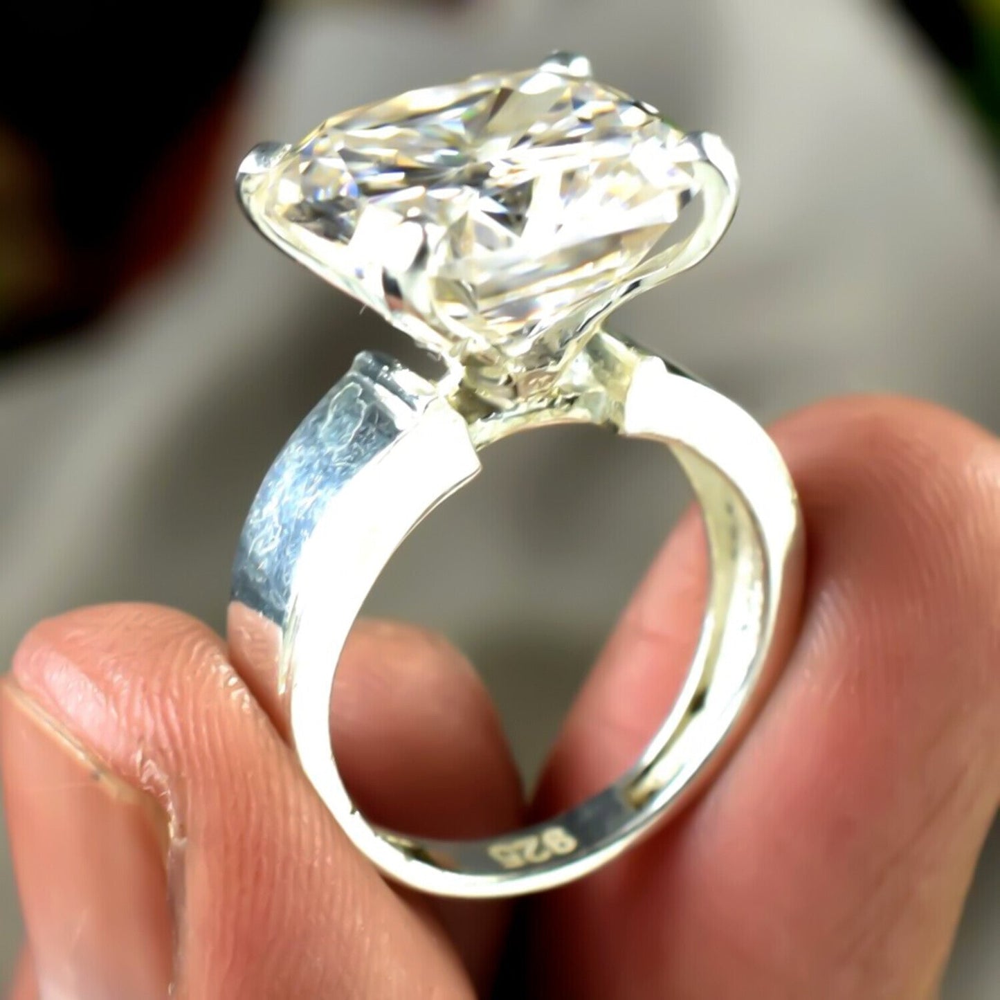 4.35 Ct Certified White Moissanite Ring in – Anniversary Gift for Wife 18K Gold Pla 18K Gold Plated