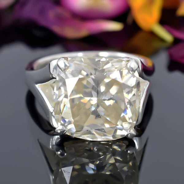 9.30 Ct Certified White Moissanite Ring in – Luxury Gift for Women 18K Gold Plated 18K Gold Plated