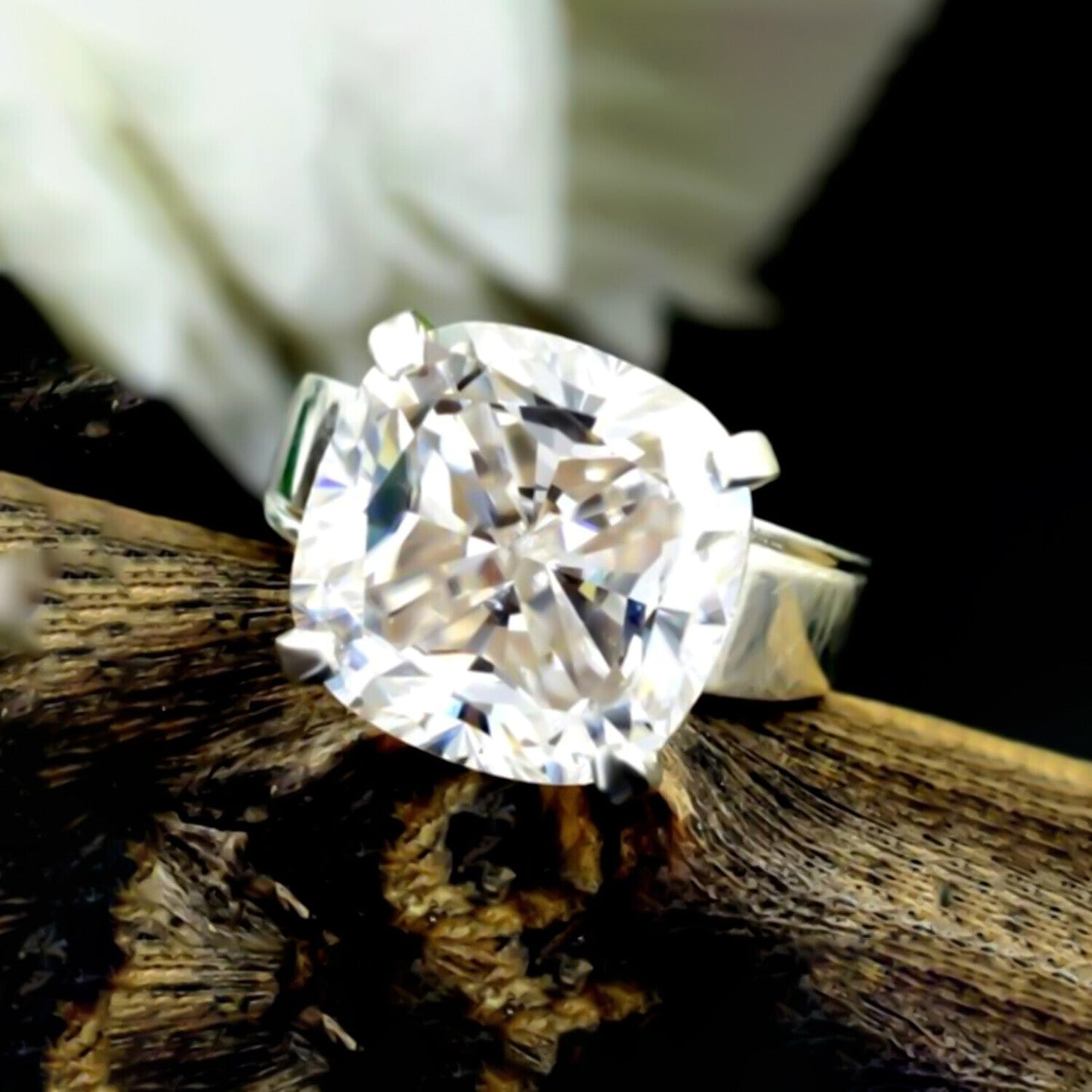4.35 Ct Certified White Moissanite Ring in – Anniversary Gift for Wife 18K Gold Pla 18K Gold Plated
