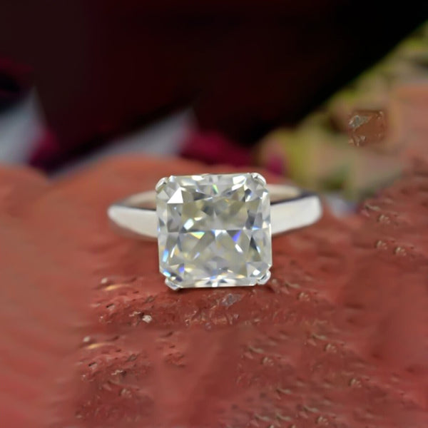 6.15 Ct Certified White Moissanite Solitaire Ring – Fall Gift for Her in Silver 18K 18K Gold Plated
