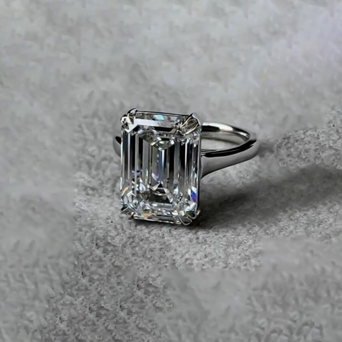4.95 Ct Certified White Moissanite Solitaire Ring – Gift for Wife in 18K Gold Plated