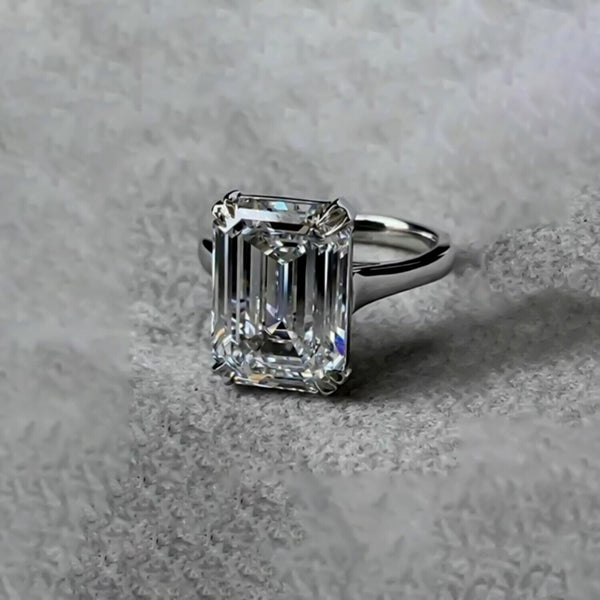 4.95 Ct Certified White Moissanite Solitaire Ring – Gift for Wife in 18K Gold Plate 18K Gold Plated