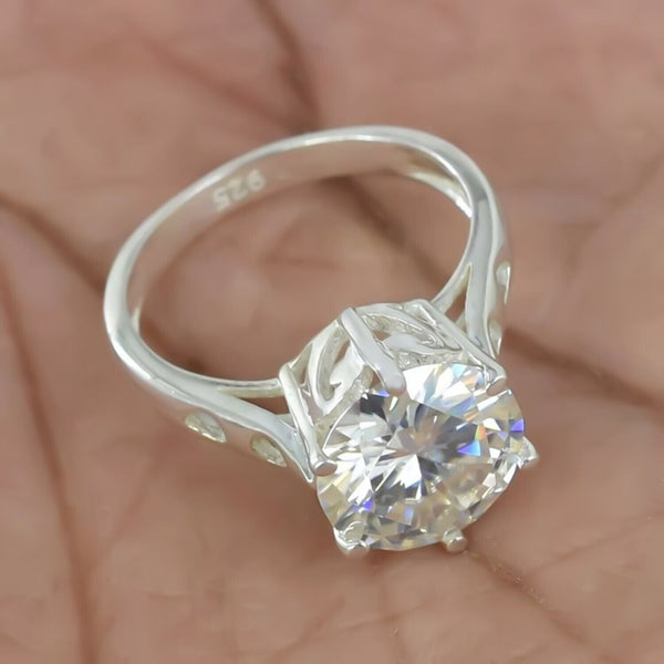 3.65 Ct Certified White Moissanite Ring in – Christmas Gift Jewellery 18K Gold Plated