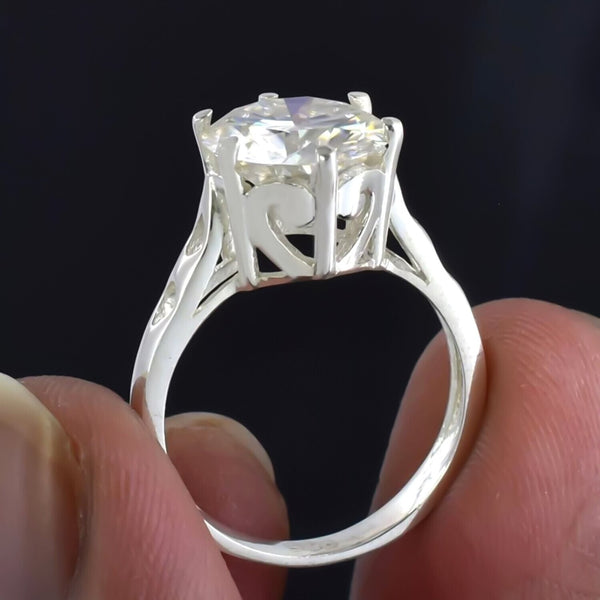 3.65 Ct Certified White Moissanite Ring in – Christmas Gift Jewellery 18K Gold Plated