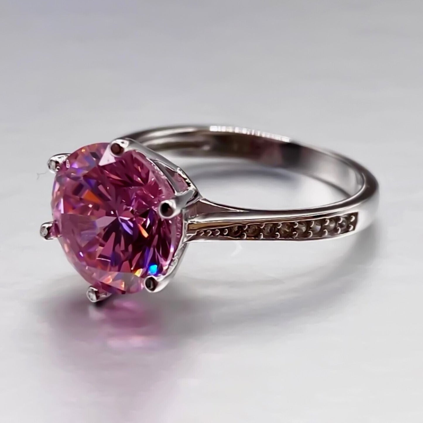 1.50 Ct Certified Pink Moissanite Ring – Engagement Jewellery in 18K Gold Plated Verm 18K Gold Plated