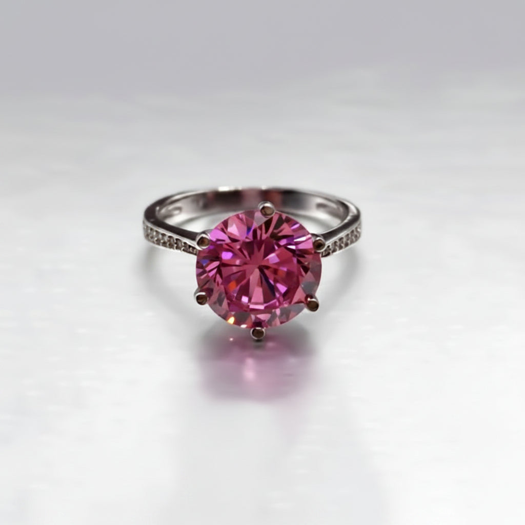 1.50 Ct Certified Pink Moissanite Ring – Engagement Jewellery in 18K Gold Plated Verm 18K Gold Plated