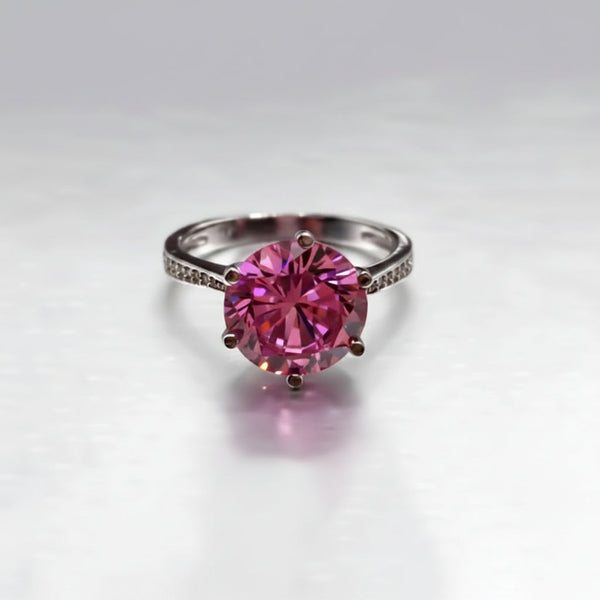 1.50 Ct Certified Pink Moissanite Ring – Engagement Jewellery in 18K Gold Plated Verm 18K Gold Plated