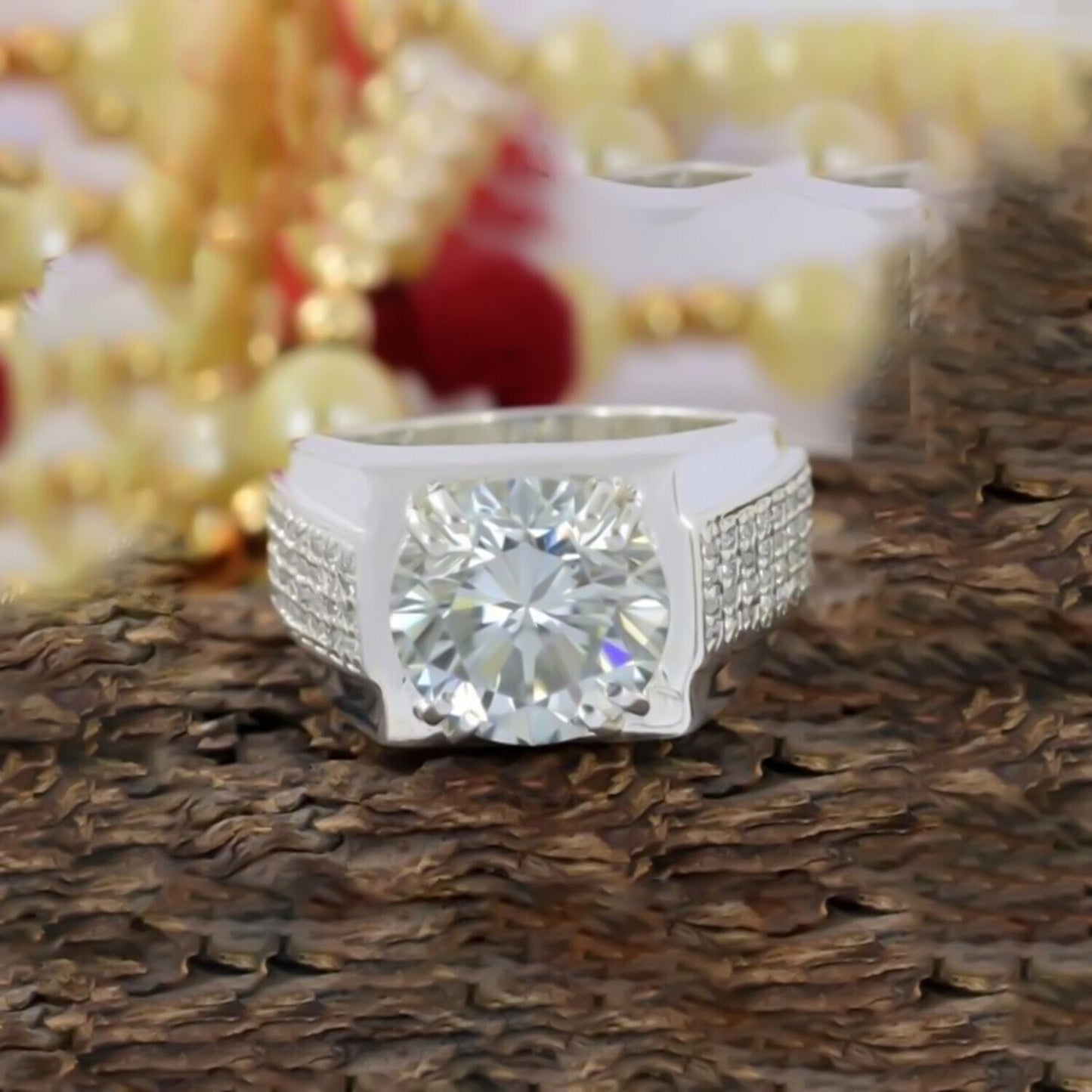 4.90 Ct Certified White Moissanite Ring – Wedding Jewellery in 18K Gold Plated Vermei 18K Gold Plated