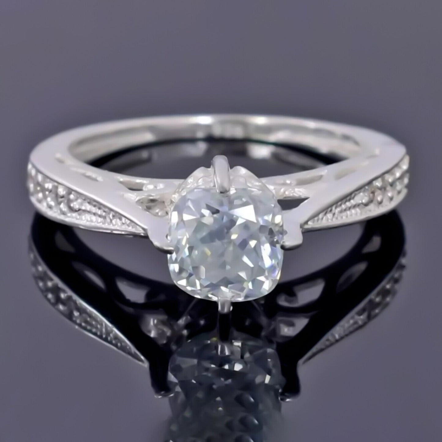 1.45 Ct Certified White Moissanite Ring – Birthday Gift for Her in 18K Gold Plated 18K Gold Plated
