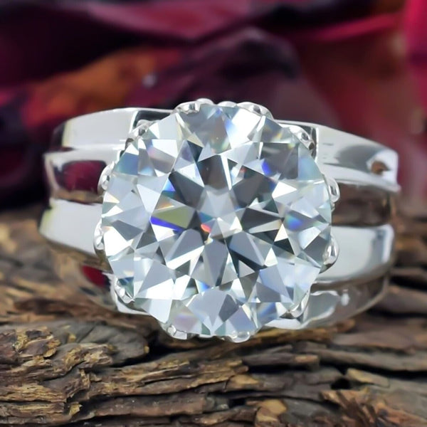 6.65 Ct Certified White Moissanite Ring – Anniversary Jewellery in 18K Gold Plated Ve 18K Gold Plated