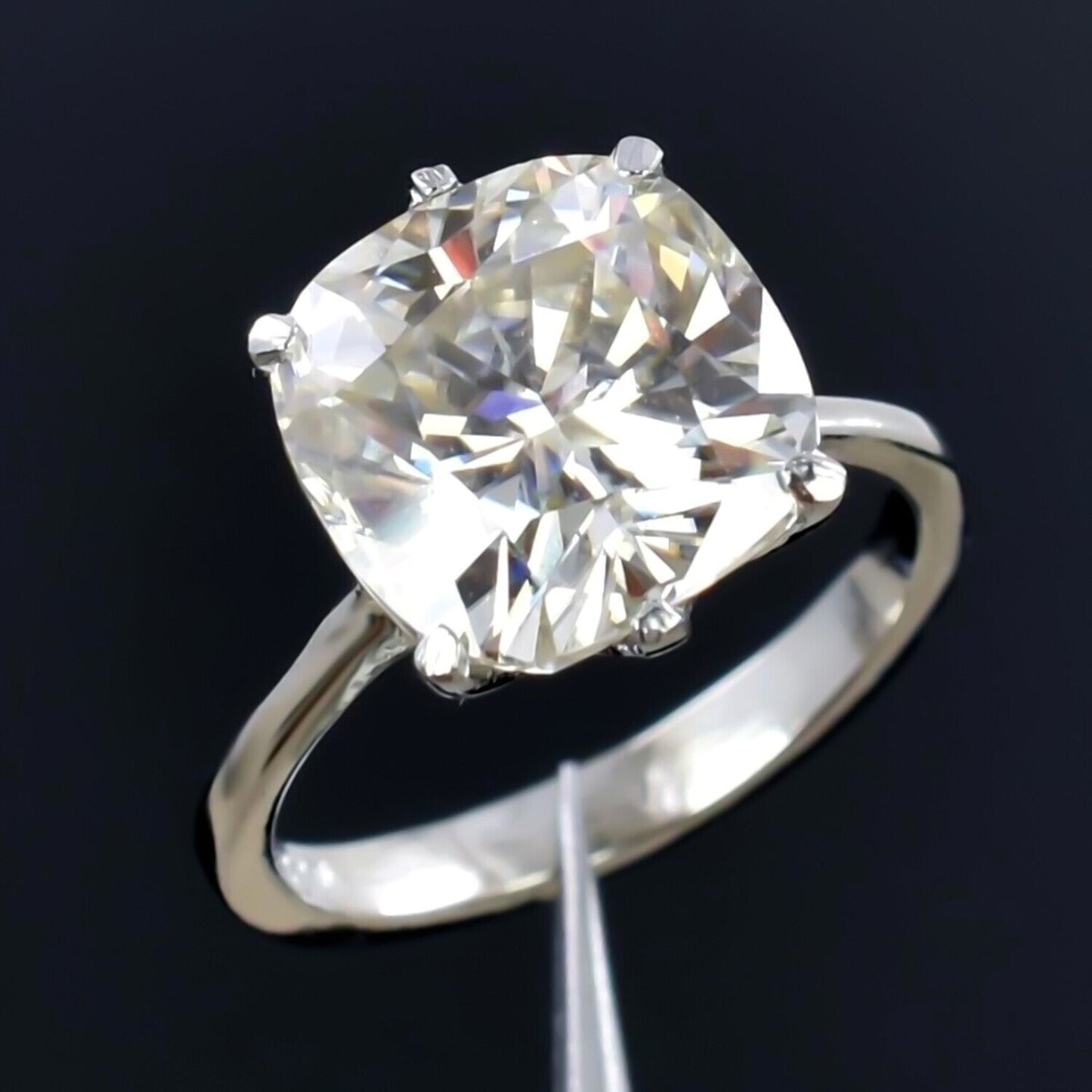 5.45 Ct Certified White Moissanite Solitaire Ring – Gift Jewellery in 18K Gold Plated
