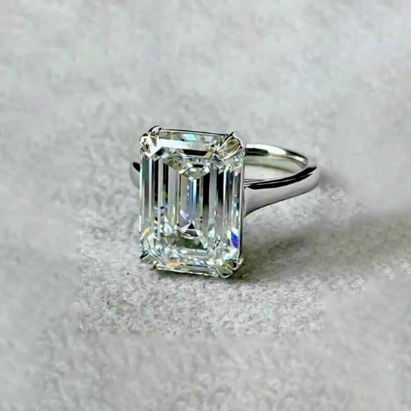 4.95 Ct Certified White Moissanite Solitaire Ring – Gift for Wife in 18K Gold Plate 18K Gold Plated