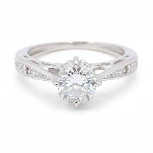 1.45 Ct Certified White Moissanite Ring – Birthday Gift for Her in 18K Gold Plated 18K Gold Plated