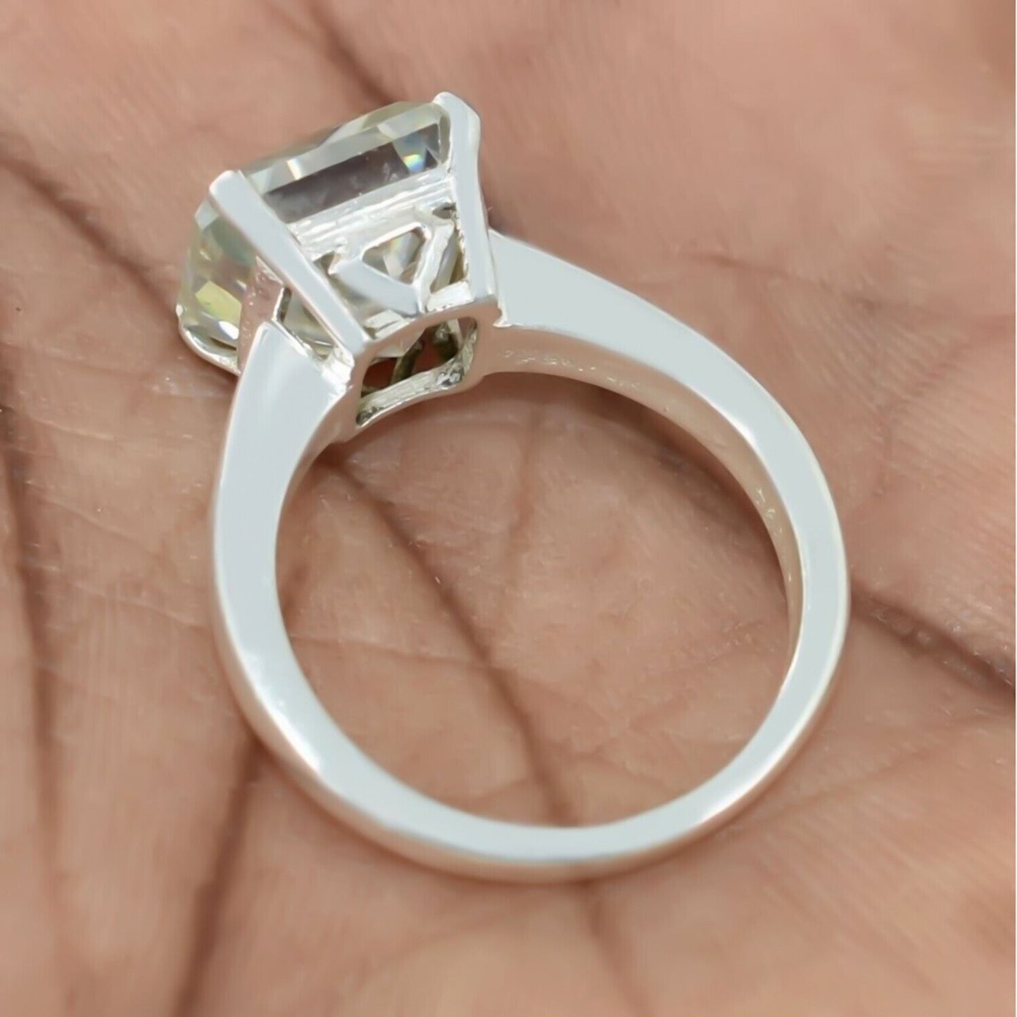 6.15 Ct Certified White Moissanite Solitaire Ring – Fall Gift for Her in Silver 18K 18K Gold Plated
