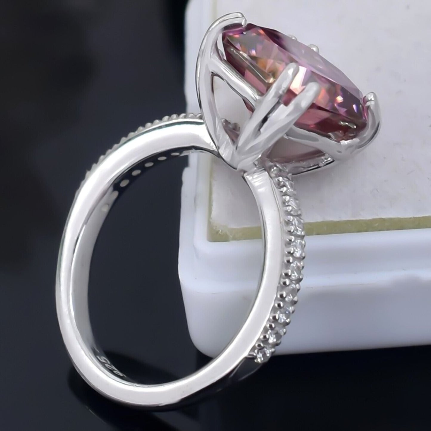Certified Natural 5.2 Ct Radiant Cut Moissanite Ring in 18K Gold Plated
