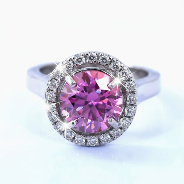 Certified 1.2 Ct Natural Pink Moissanite Ring in Gift for Her Love 18K Gold Plated 18K Gold Plated