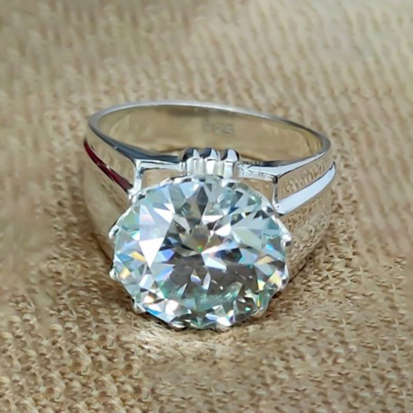 Certified Natural 3.65 Ct Moissanite Solitaire Ring in Jewellery Gift 18K Gold Plated