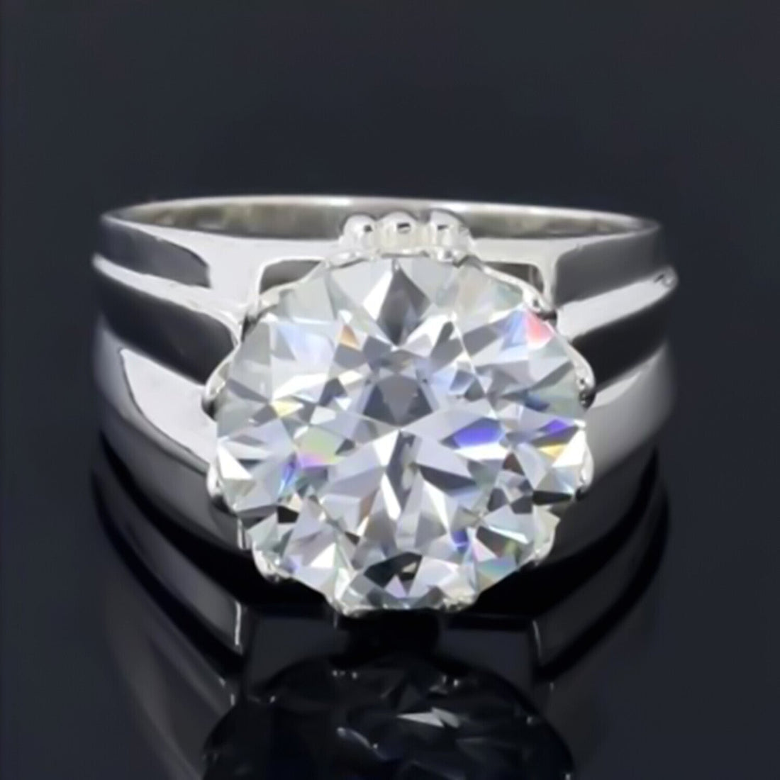Certified Natural 3.65 Ct Moissanite Solitaire Ring in Jewellery Gift 18K Gold Plated