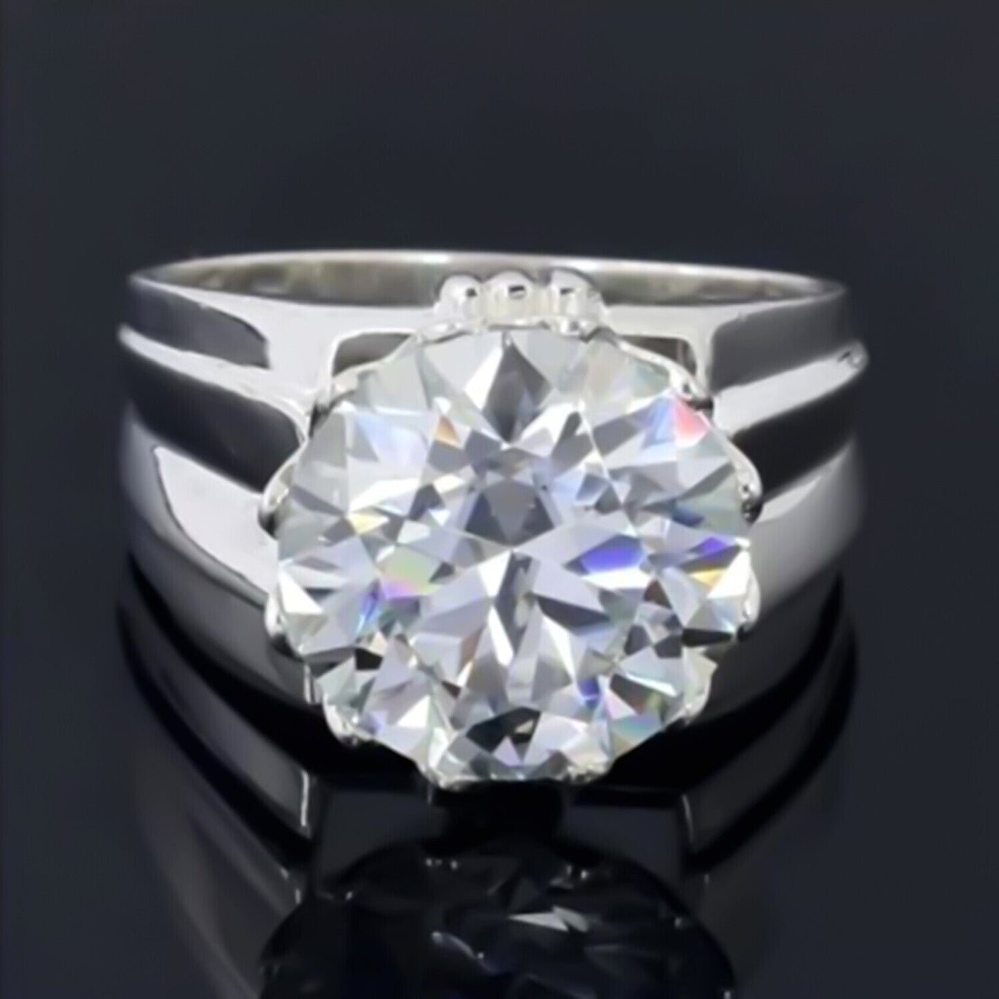 Certified Natural 3.65 Ct Moissanite Solitaire Ring in Jewellery Gift 18K Gold Plated