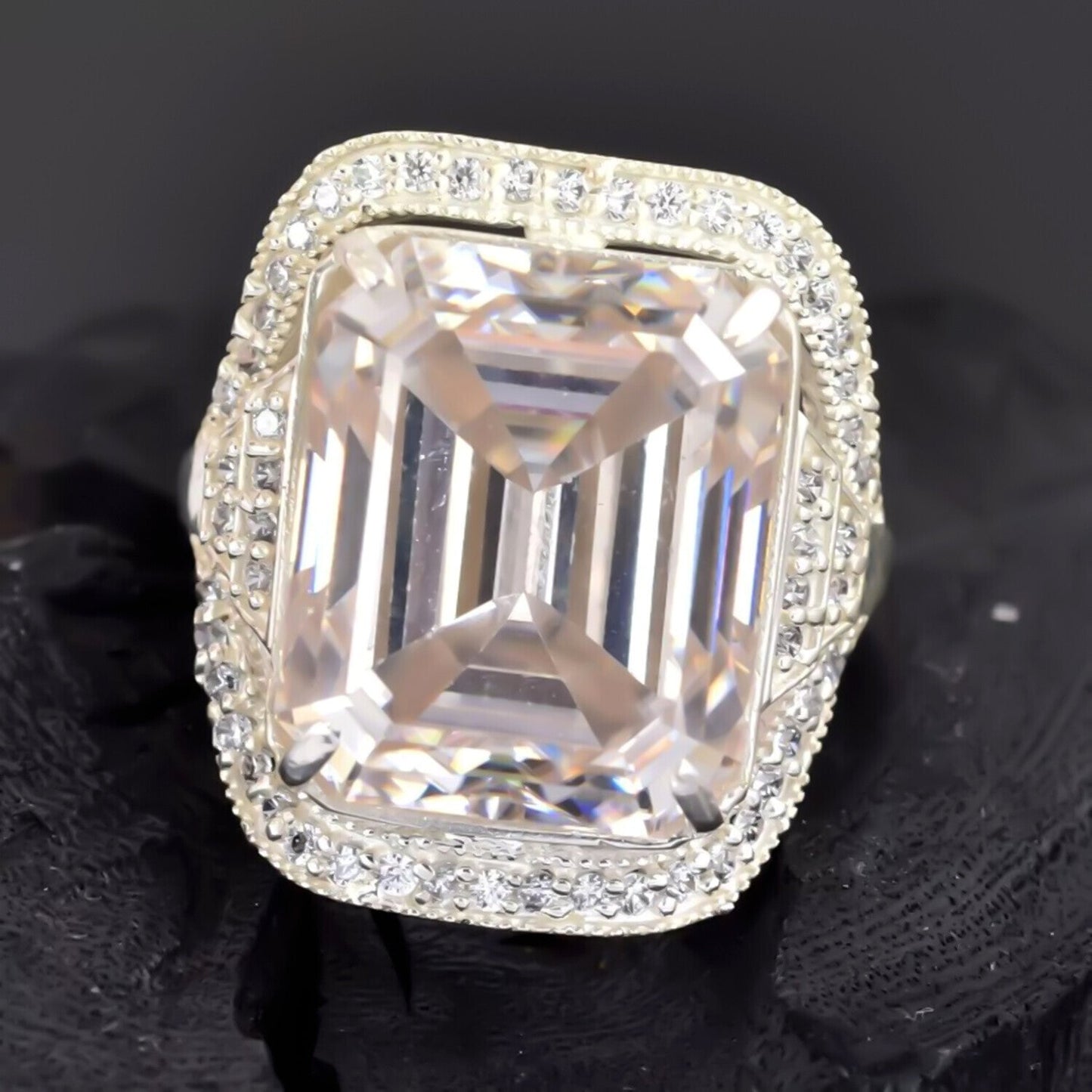 Certified Natural 5.75 Ct Moissanite Solitaire Ring in Gift 18K Gold Plated