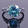 Certified Natural 7.25 Ct Blue Moissanite Solitaire Ring in for Love 18K Gold Plate 18K Gold Plated