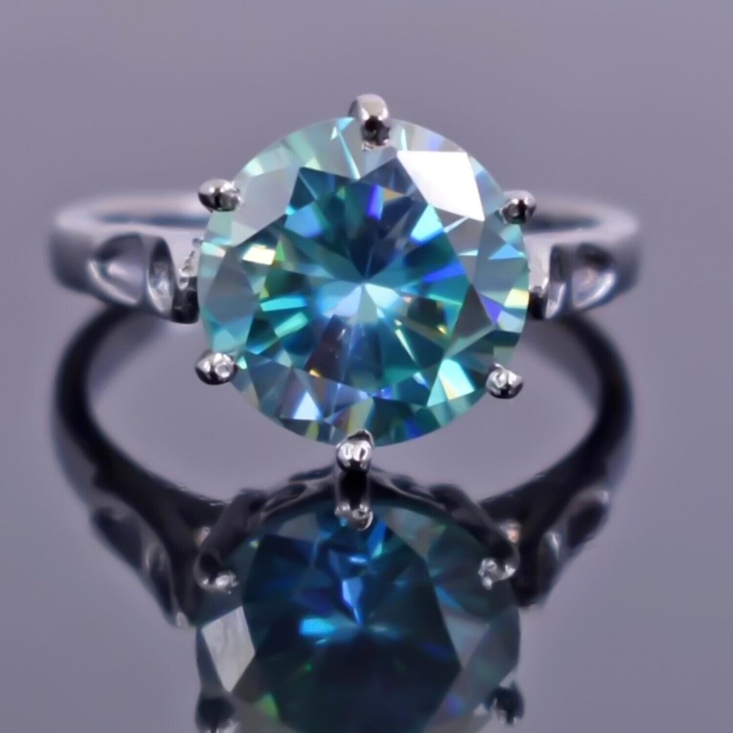 Certified Natural 7.25 Ct Blue Moissanite Solitaire Ring in for Love 18K Gold Plate 18K Gold Plated