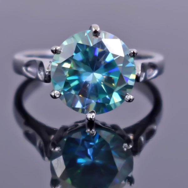 Certified Natural 7.25 Ct Blue Moissanite Solitaire Ring in for Love 18K Gold Plate 18K Gold Plated