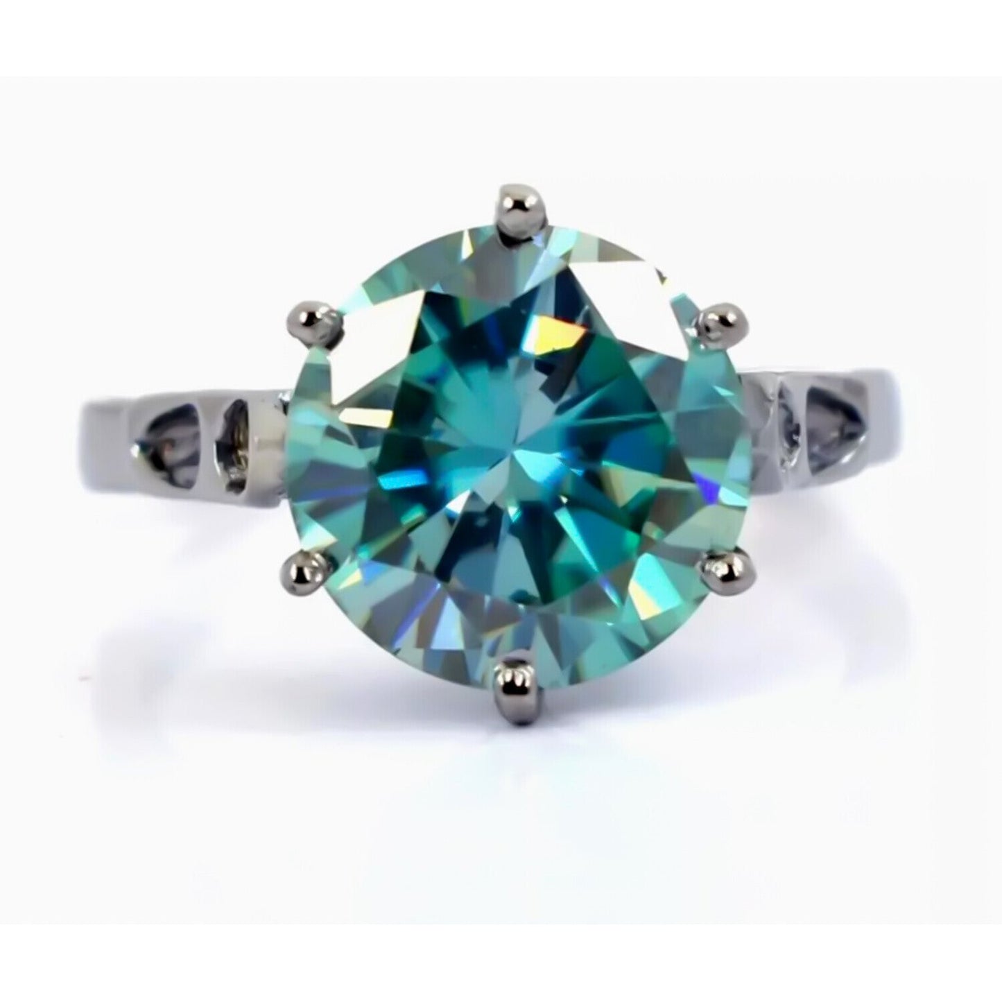 Certified Natural 7.25 Ct Blue Moissanite Solitaire Ring in for Love 18K Gold Plate 18K Gold Plated