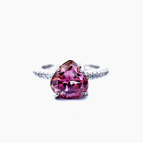 Certified 2.4 Ct Natural Trillion Pink Moissanite Ring in Solitaire 18K Gold Plated