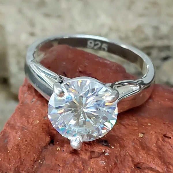 Certified Natural 7.30 Ct Round Cut Moissanite Ring in for Women 18K Gold Plated Ve 18K Gold Plated