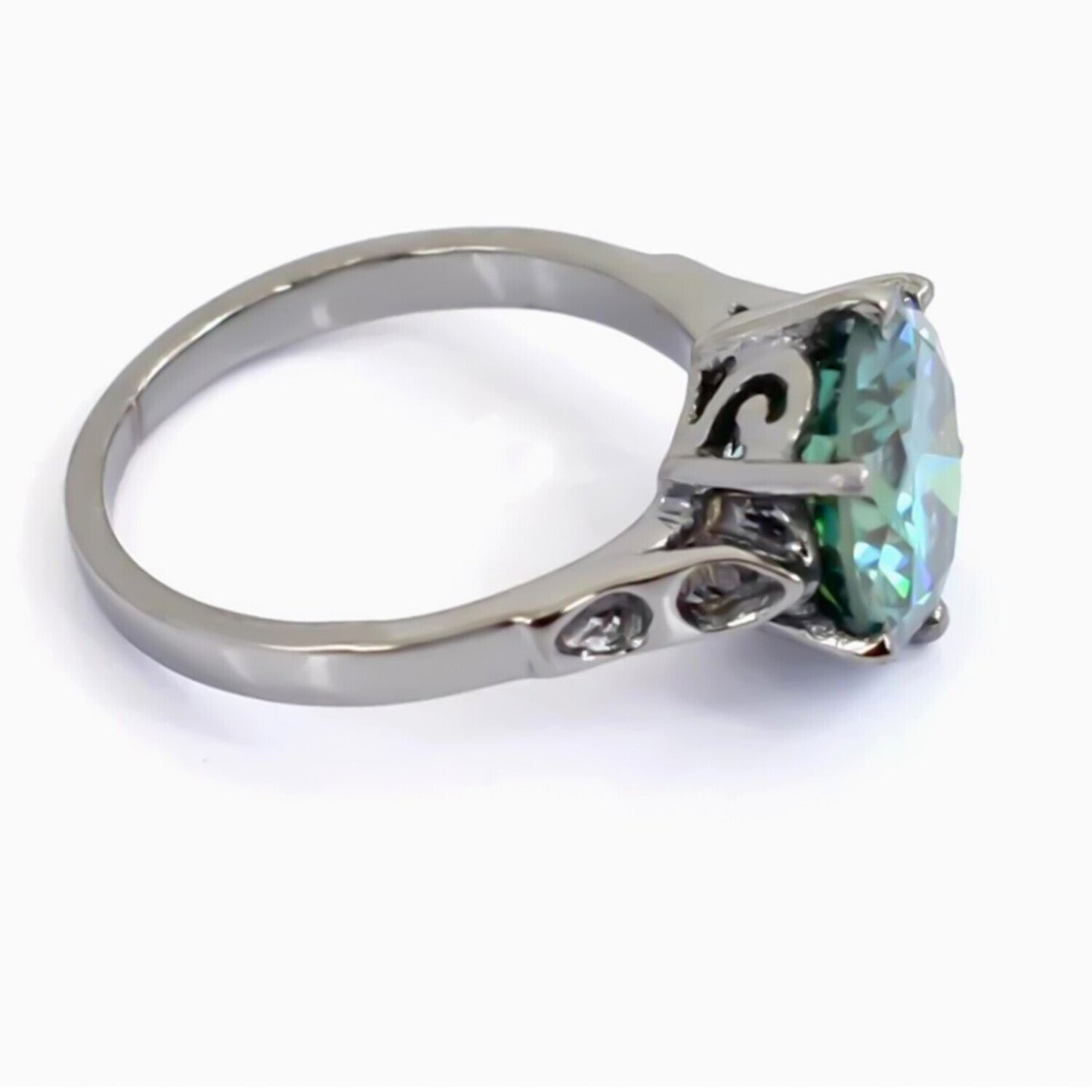 Certified Natural 7.25 Ct Blue Moissanite Solitaire Ring in for Love 18K Gold Plate 18K Gold Plated