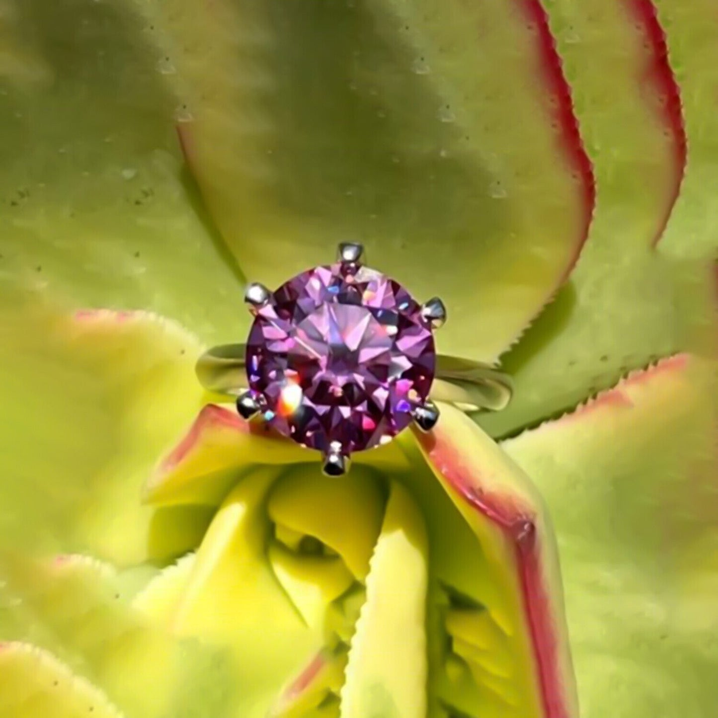 Certified 2 Ct Natural Pink Moissanite Solitaire Ring in for Wife 18K Gold Plated V 18K Gold Plated