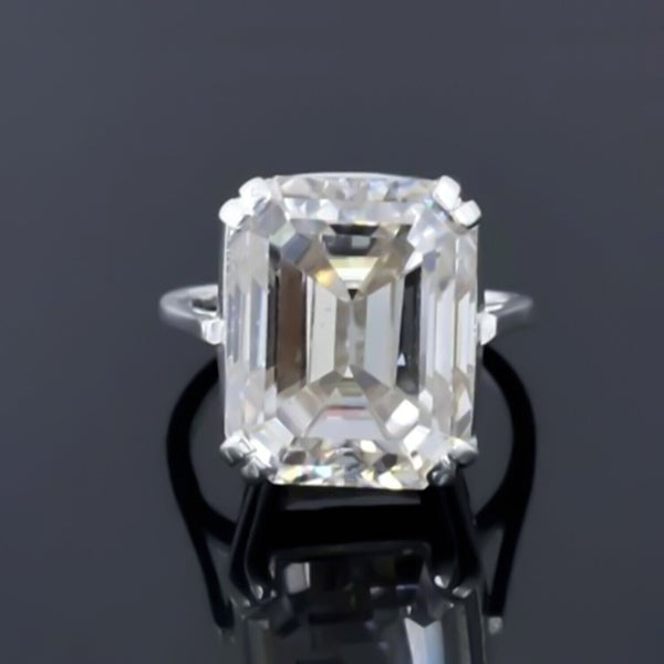 Certified Natural 4 Ct Emerald Cut Moissanite Solitaire Ring in 18K Gold Plated Ver 18K Gold Plated