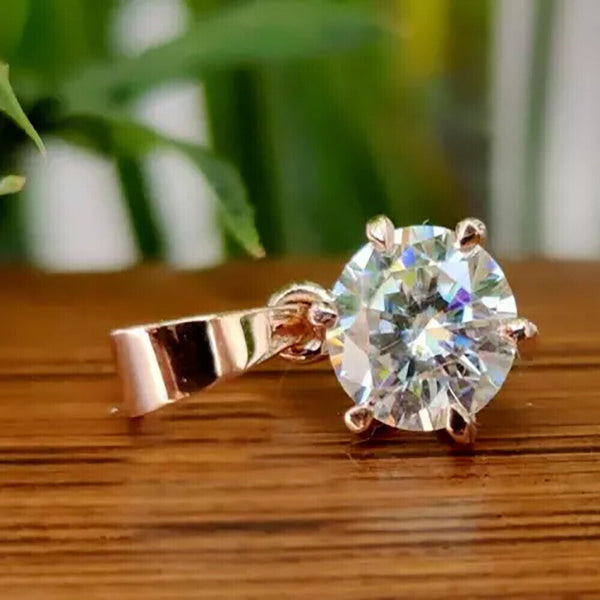 4 Ct Certified Moissanite Solitaire Pendant Gold Vermeil Anniversary Jewellery - View 2 - GEMHUB