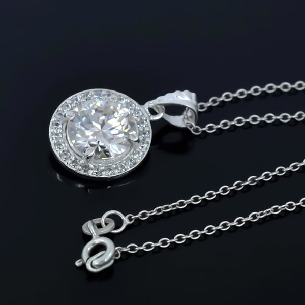 4.50 Ct Round Moissanite Pendant in Gold Vermeil Certified for Holiday Deals - View 4 - GEMHUB