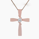 2.10 Ct Cross Moissanite Pendant in Certified for Holiday Gift 18K Gold Plated Vermeil