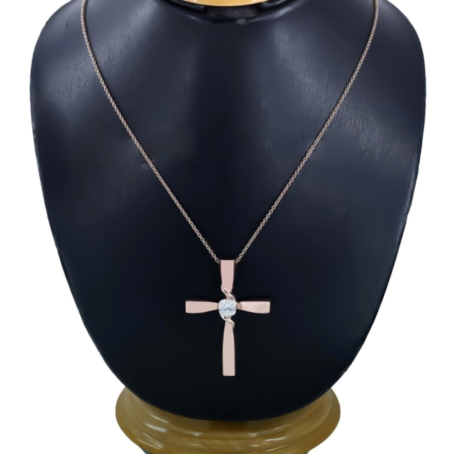 2.10 Ct White Cross Moissanite Pendant Certified Christian Gift 18K Gold Plated Ver 18K Gold Plated