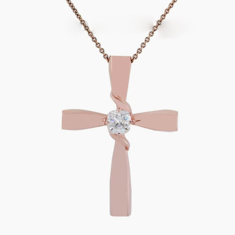 2.10 Ct White Cross Moissanite Pendant Certified Christian Gift 18K Gold Plated Ver 18K Gold Plated