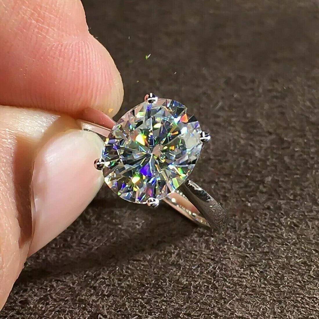 3.50 Ct Oval Cut White Solitaire Moissanite in Engagement Ring 18K Gold Plated Verm 18K Gold Plated