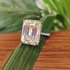 18.65ct DEW White Moissanite Emerald Solitaire Ring